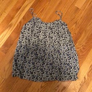 floral black, white, and blue tank top